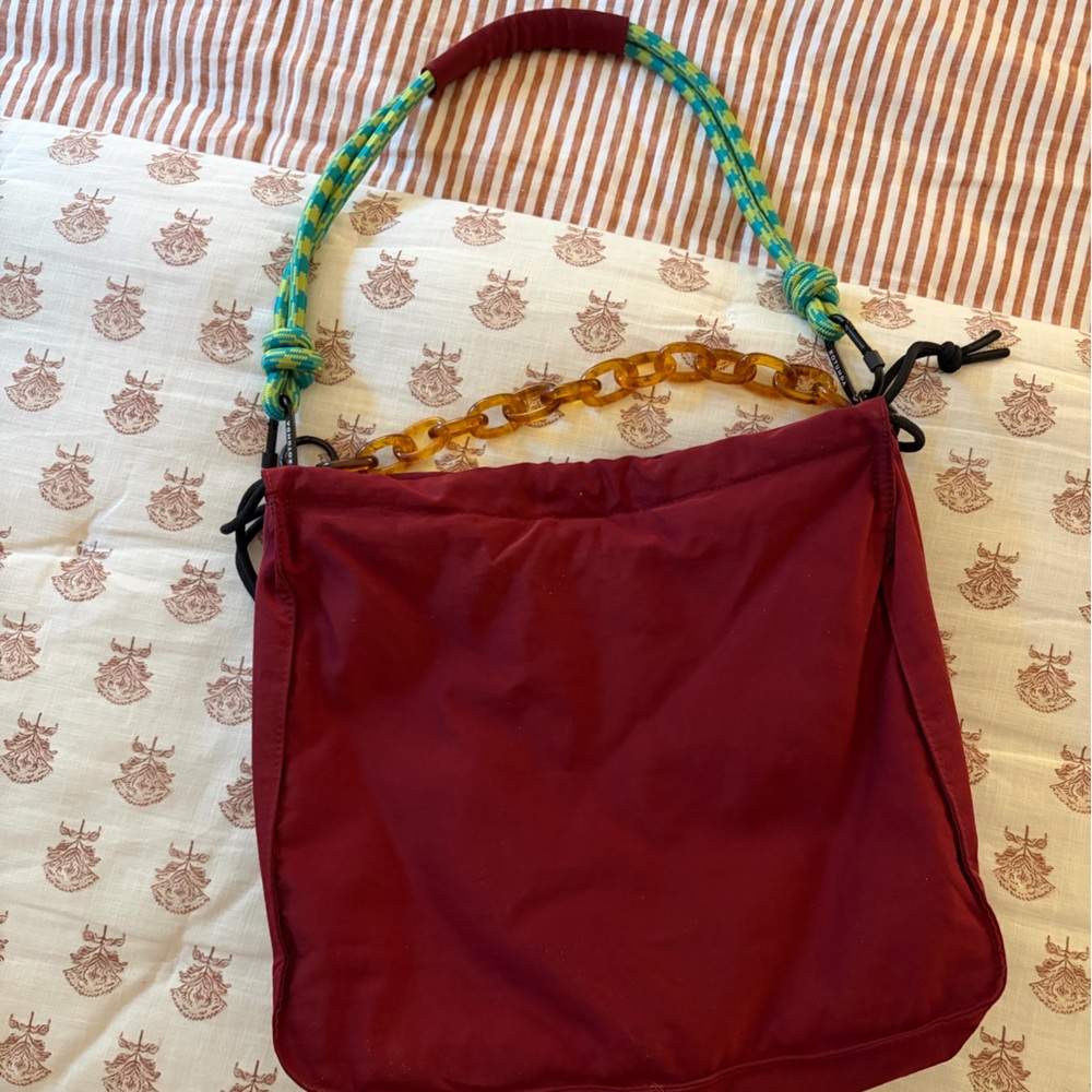 Rotunda Burgundy Shoulder Bag with Chain Handle